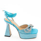 MACH & MACH Light Blue Plateau Sandals with Double Bow