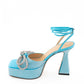 MACH & MACH Light Blue Plateau Sandals with Double Bow