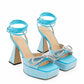 MACH & MACH Light Blue Plateau Sandals with Double Bow