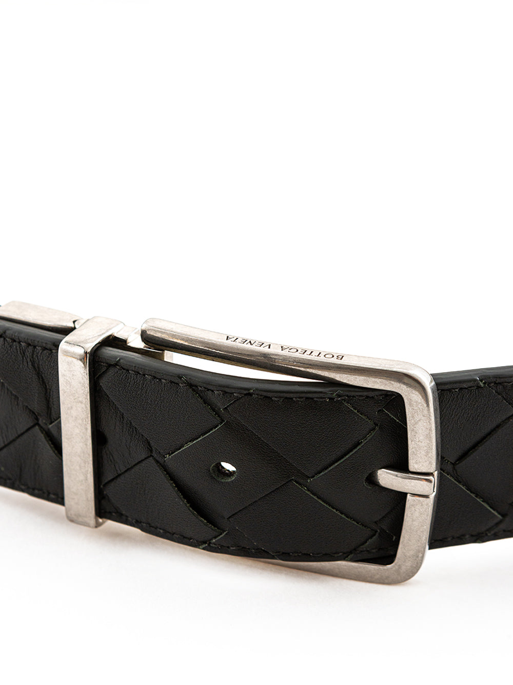 Bottega Veneta Green Intreccio Leather Belt