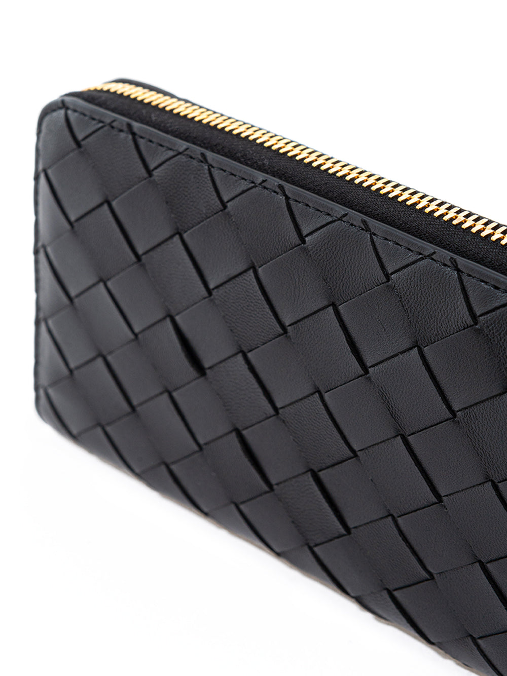 Bottega Veneta Intreccio Black Leather Zipped Wallet