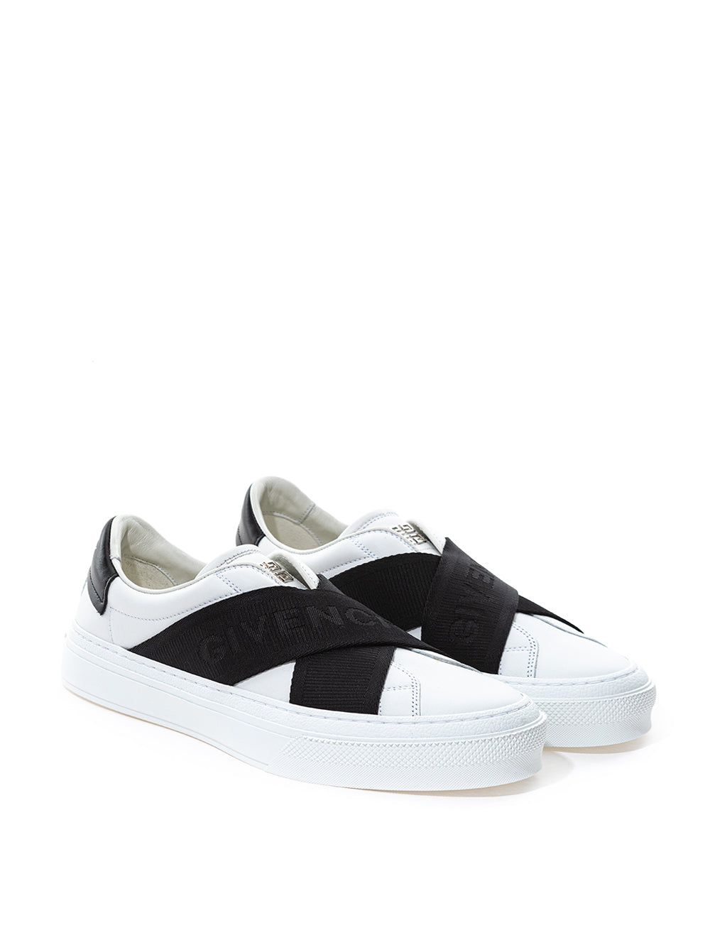 Givenchy Two Black Straps City Sport White Leather Sneakers