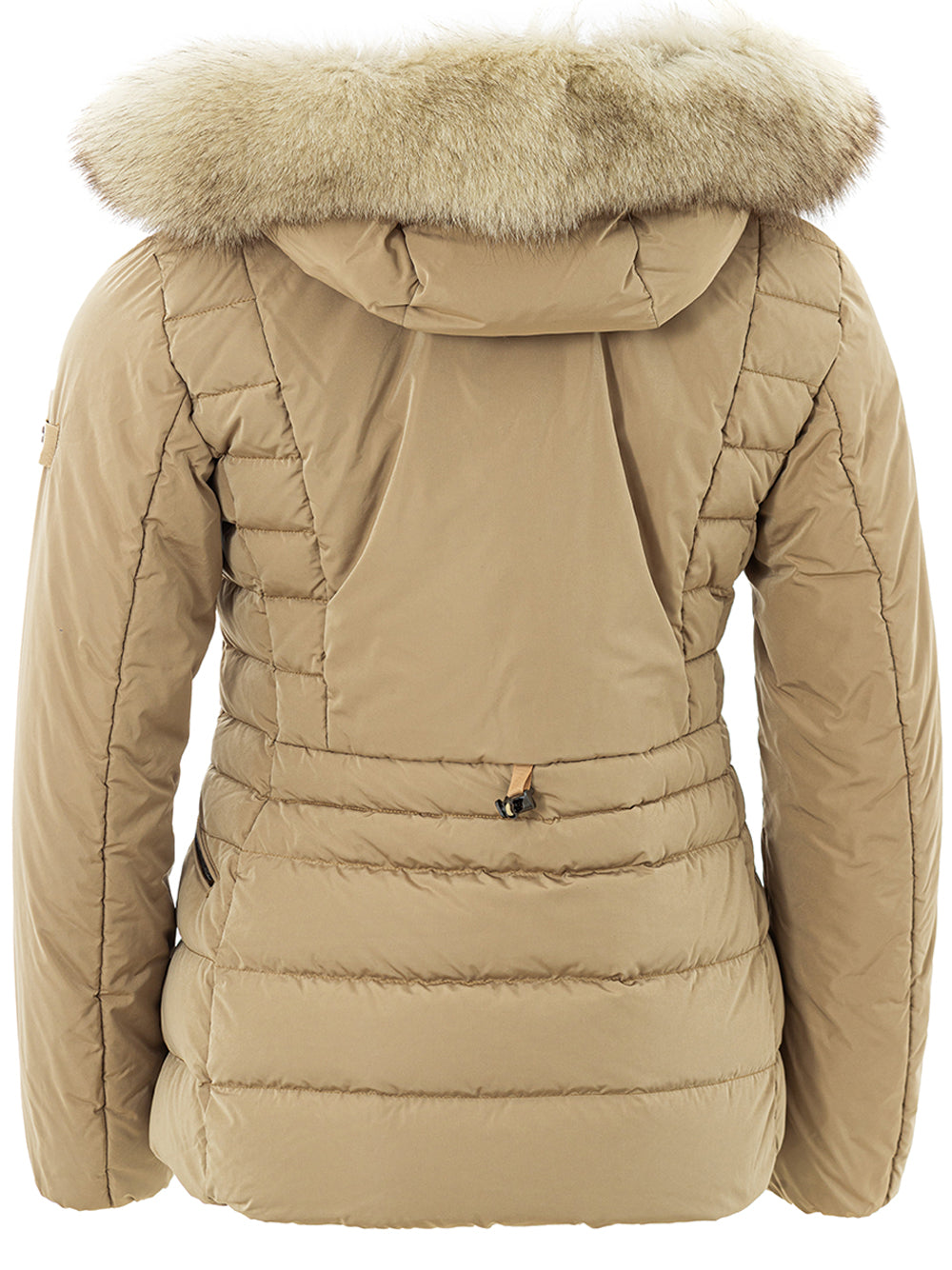 Peuterey Beige Quilted Jacket with Fur Detail