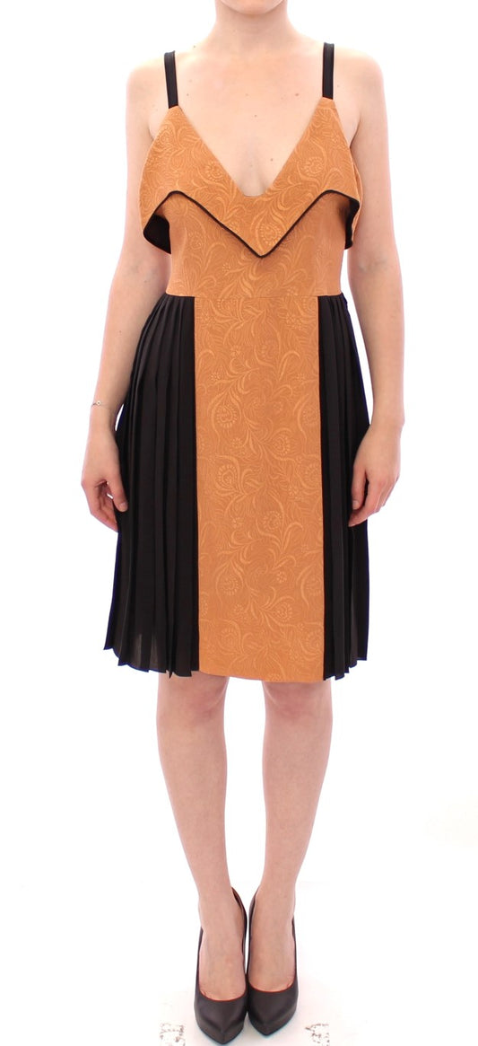 FILOS Black Bronze Silk Sleeveless Above Sheath Dress