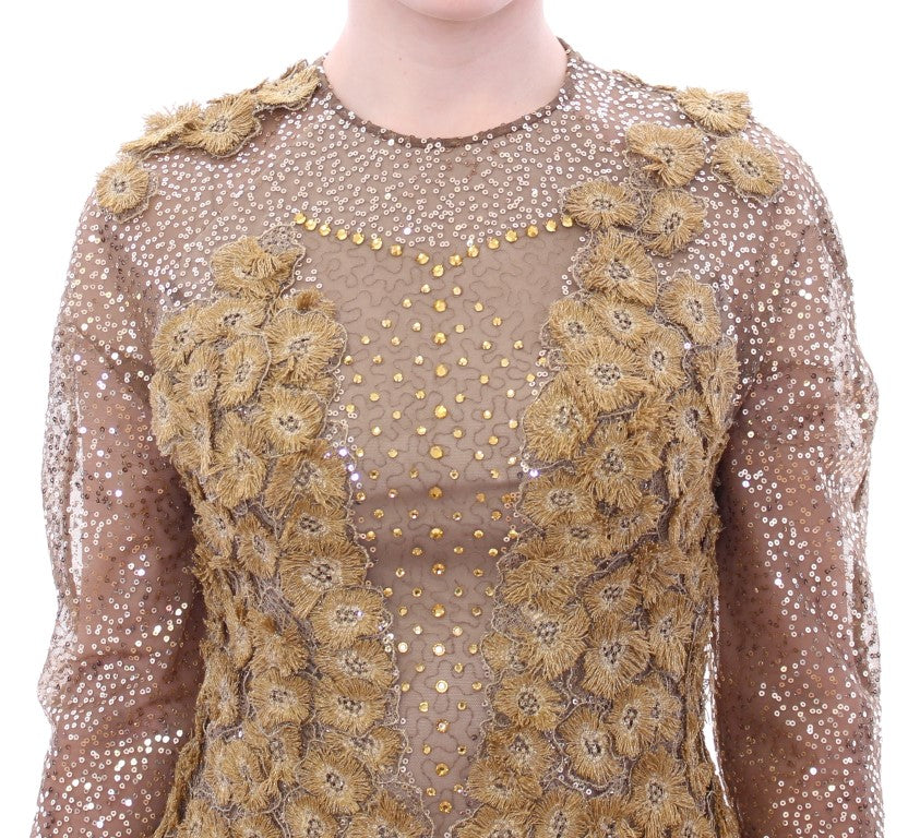 Lanre Da Silva Ajayi GOLD Long Lace Maxi Crystal Dress