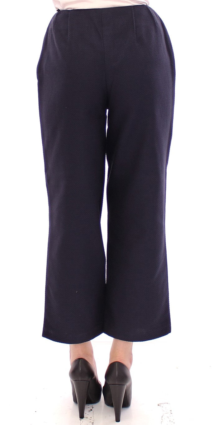 Andrea Incontri Blue Cropped Cotton Pants