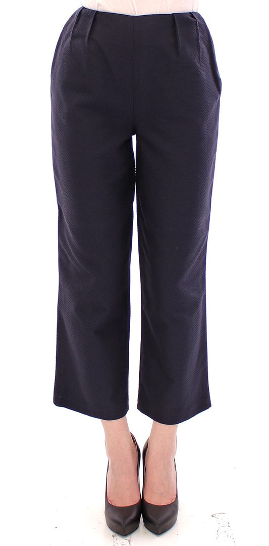 Andrea Incontri Blue Cropped Cotton Pants