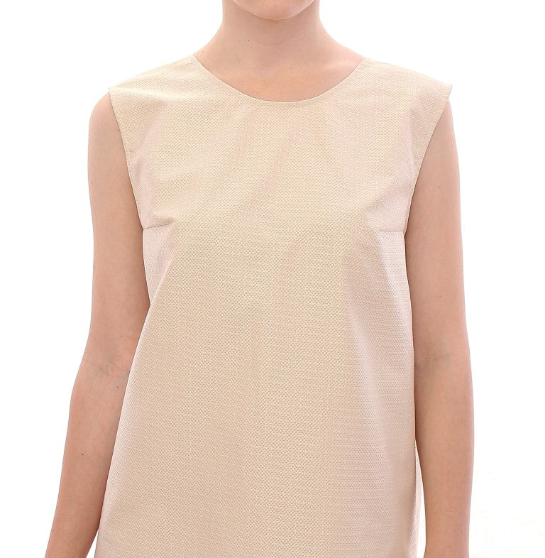 Andrea Incontri Beige Sleeveless Shift Mini Dress