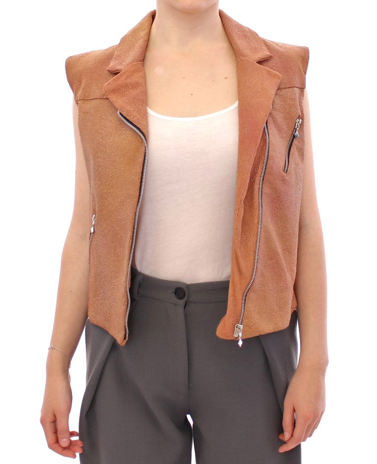 La Maison du Couturier Brown Leather Jacket Vest