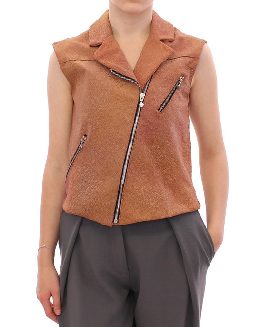 La Maison du Couturier Brown Leather Jacket Vest