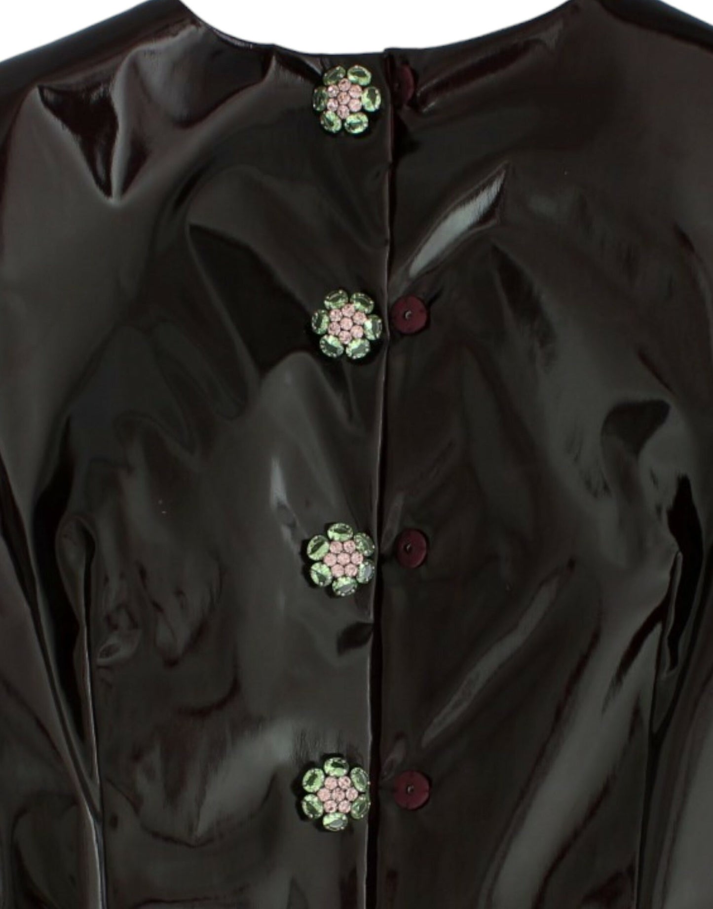 Dolce & Gabbana Black patent floral HANDPAINTED dress