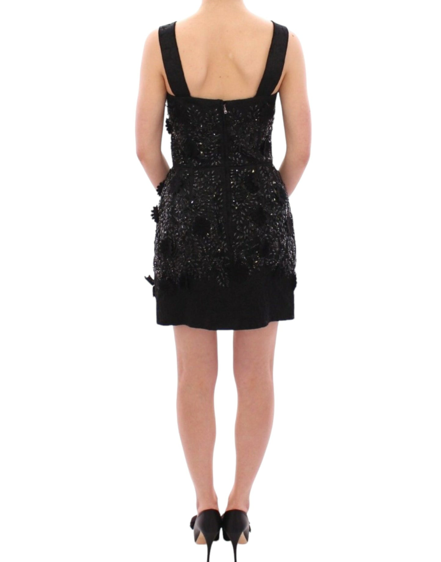 Dolce & Gabbana Black floral crystal embedded dress