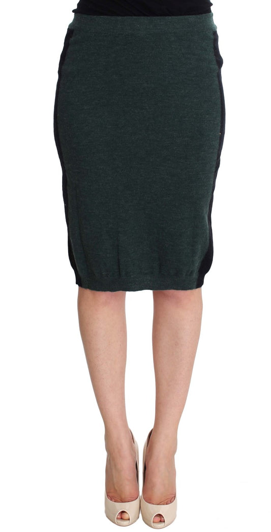 MILA SCHÖN Green Wool Blend Pencil Skirt