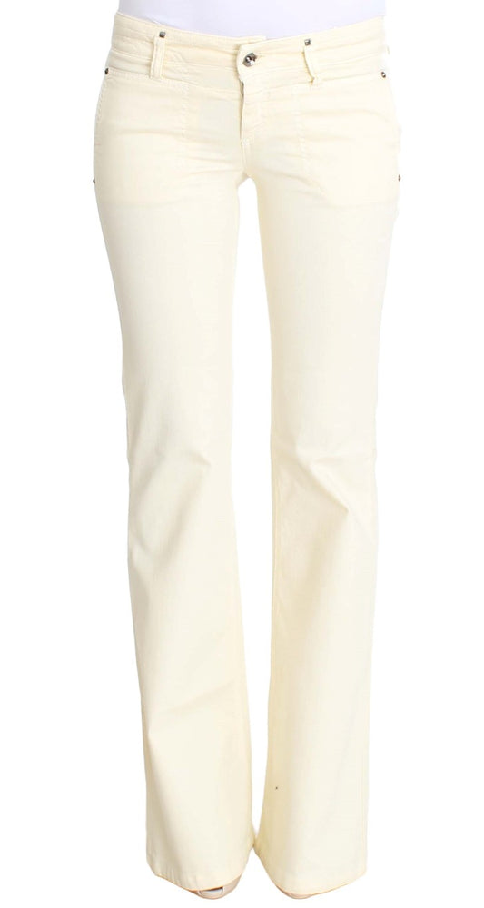 Costume National White Cotton Stretch Flare Jeans