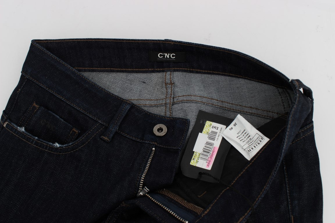 Costume National Blue Cotton Stretch Slim Fit Jeans