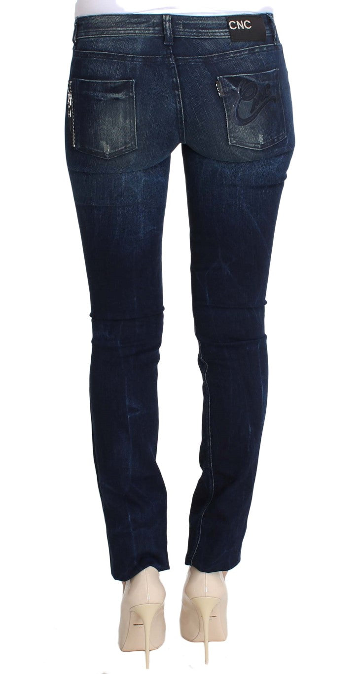 Costume National Blue Wash Cotton Slim Fit Skinny Jeans