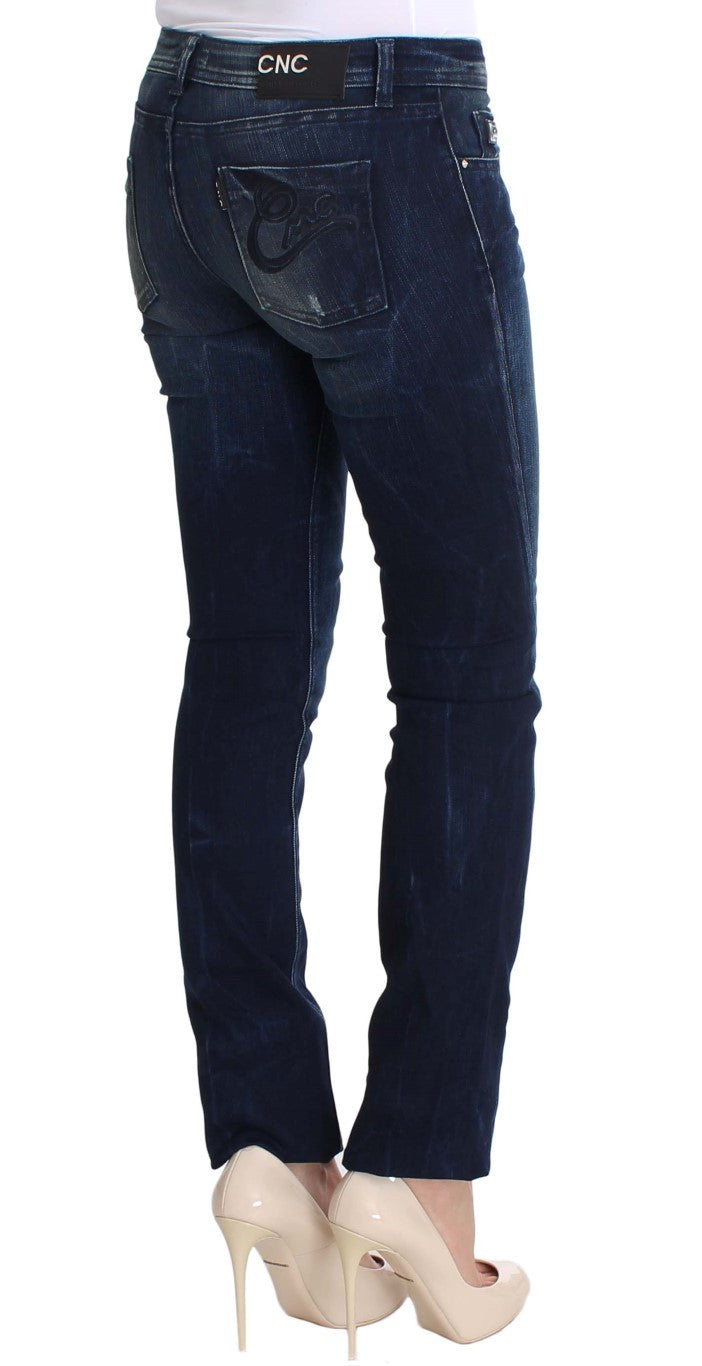 Costume National Blue Wash Cotton Slim Fit Skinny Jeans