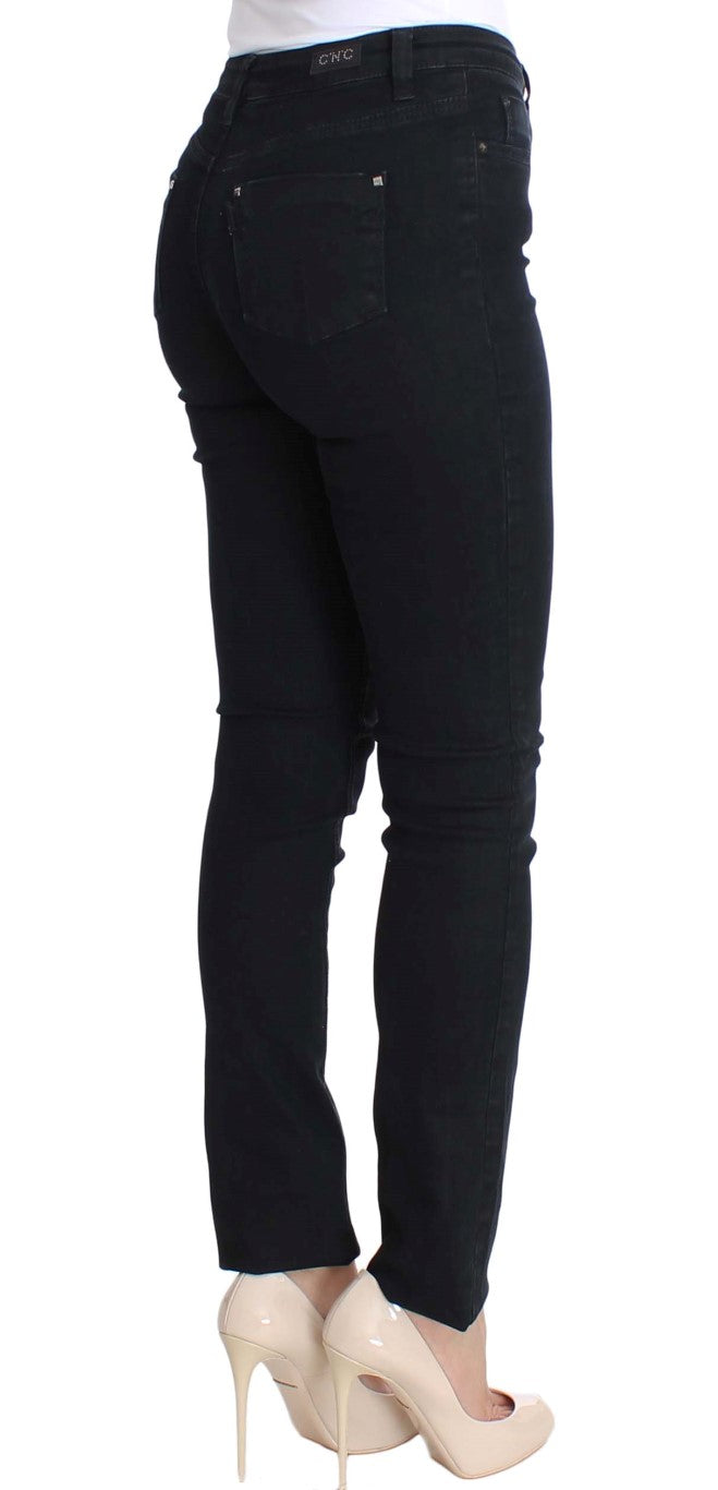 Costume National Black Cotton Stretch Slim Fit Jeans