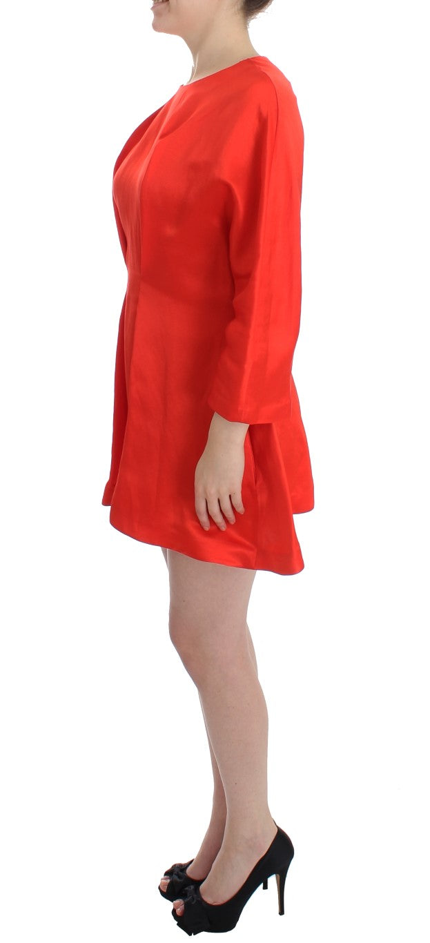 Fyodor Golan Red Mini Linen 3/4 Sleeve Sheath Dress