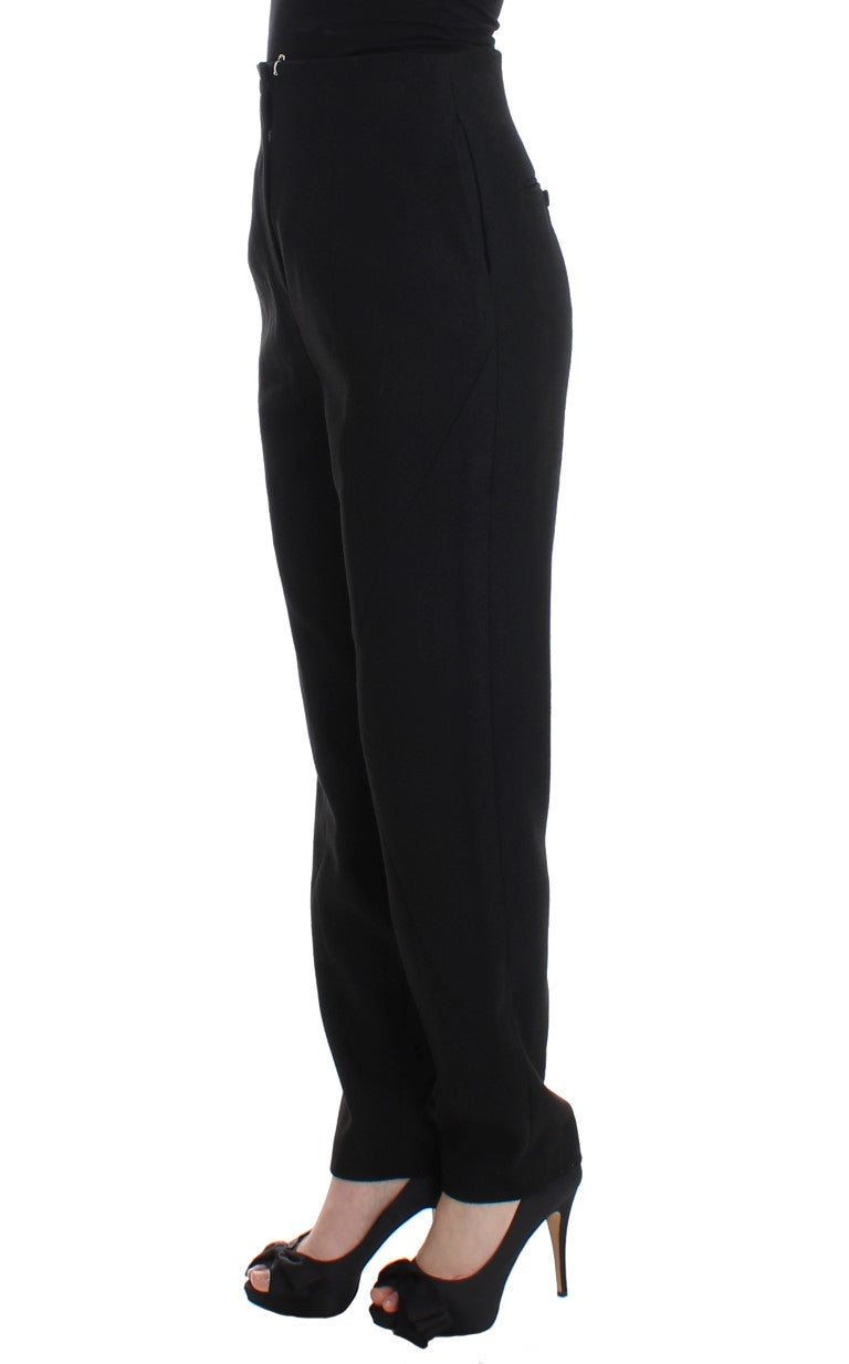 KAALE SUKTAE Black High Waist Straight Slim Dress Pants