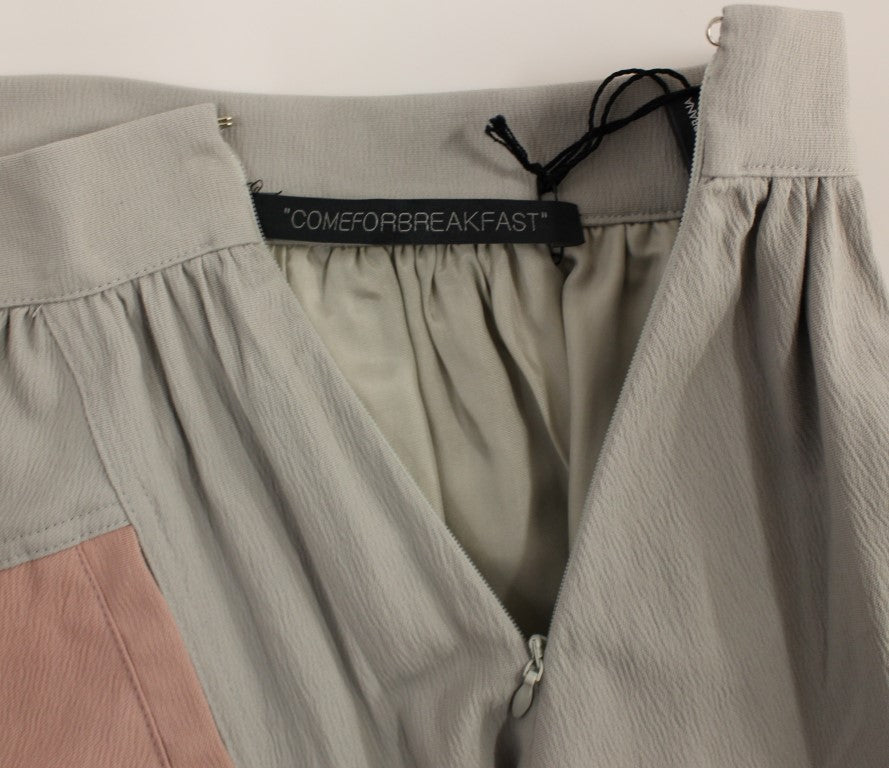 Comeforbreakfast Pink Gray Mini Short Pleated Skirt