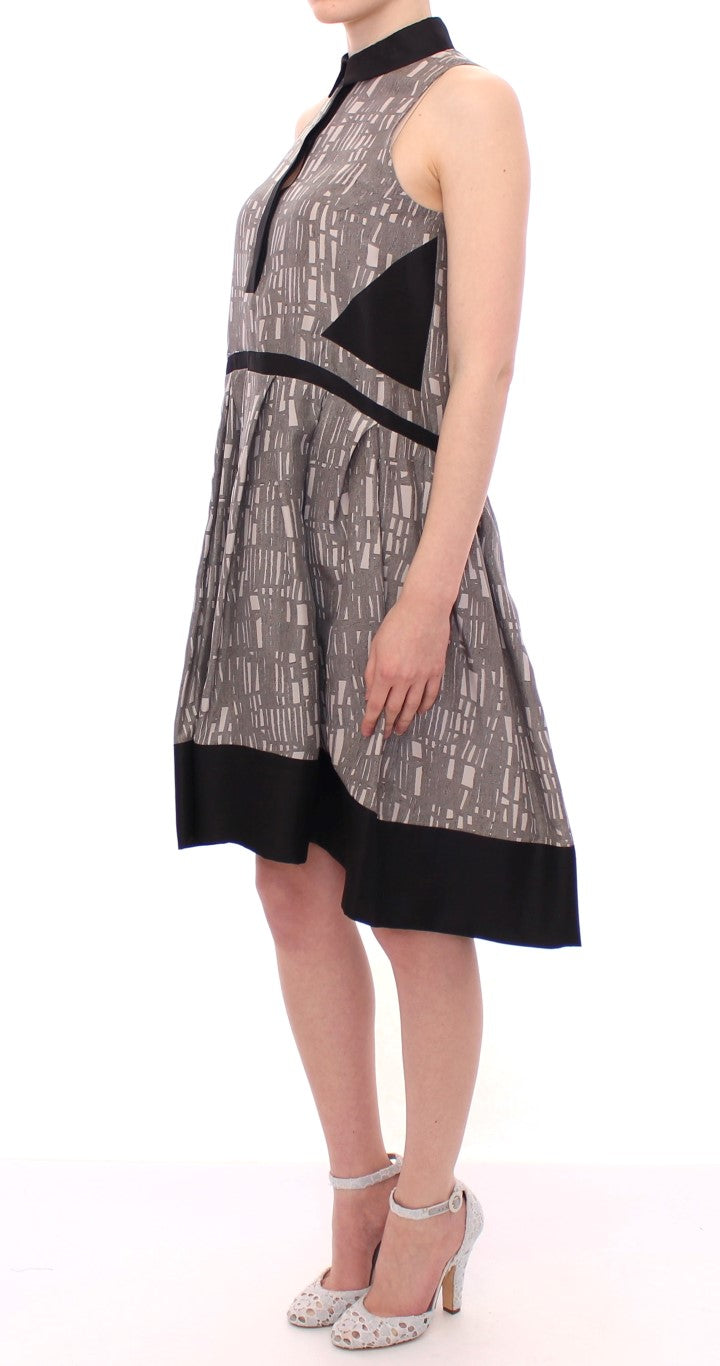 Comeforbreakfast Black Gray Silk A-Line Shift Dress