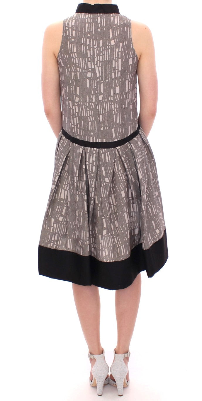 Comeforbreakfast Black Gray Silk A-Line Shift Dress