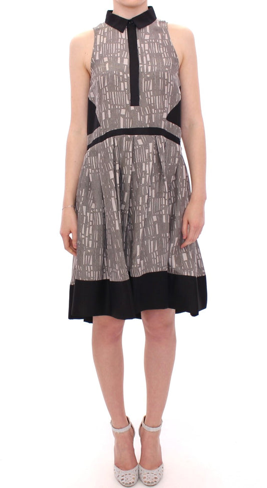 Comeforbreakfast Black Gray Silk A-Line Shift Dress