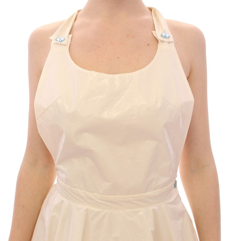 Licia Florio White Halterneck Knee Length Tea Dress