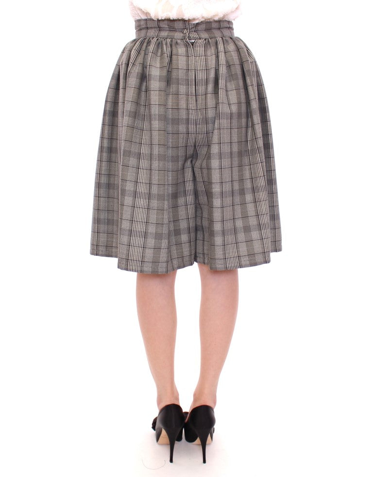 NOEMI ALEMÁN Gray Checkered Wool Shorts Skirt