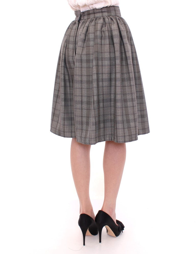 NOEMI ALEMÁN Gray Checkered Wool Shorts Skirt