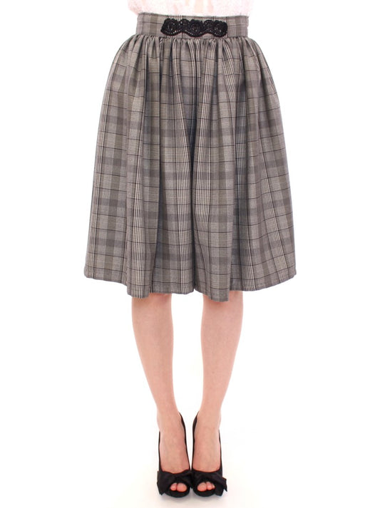 NOEMI ALEMÁN Gray Checkered Wool Shorts Skirt