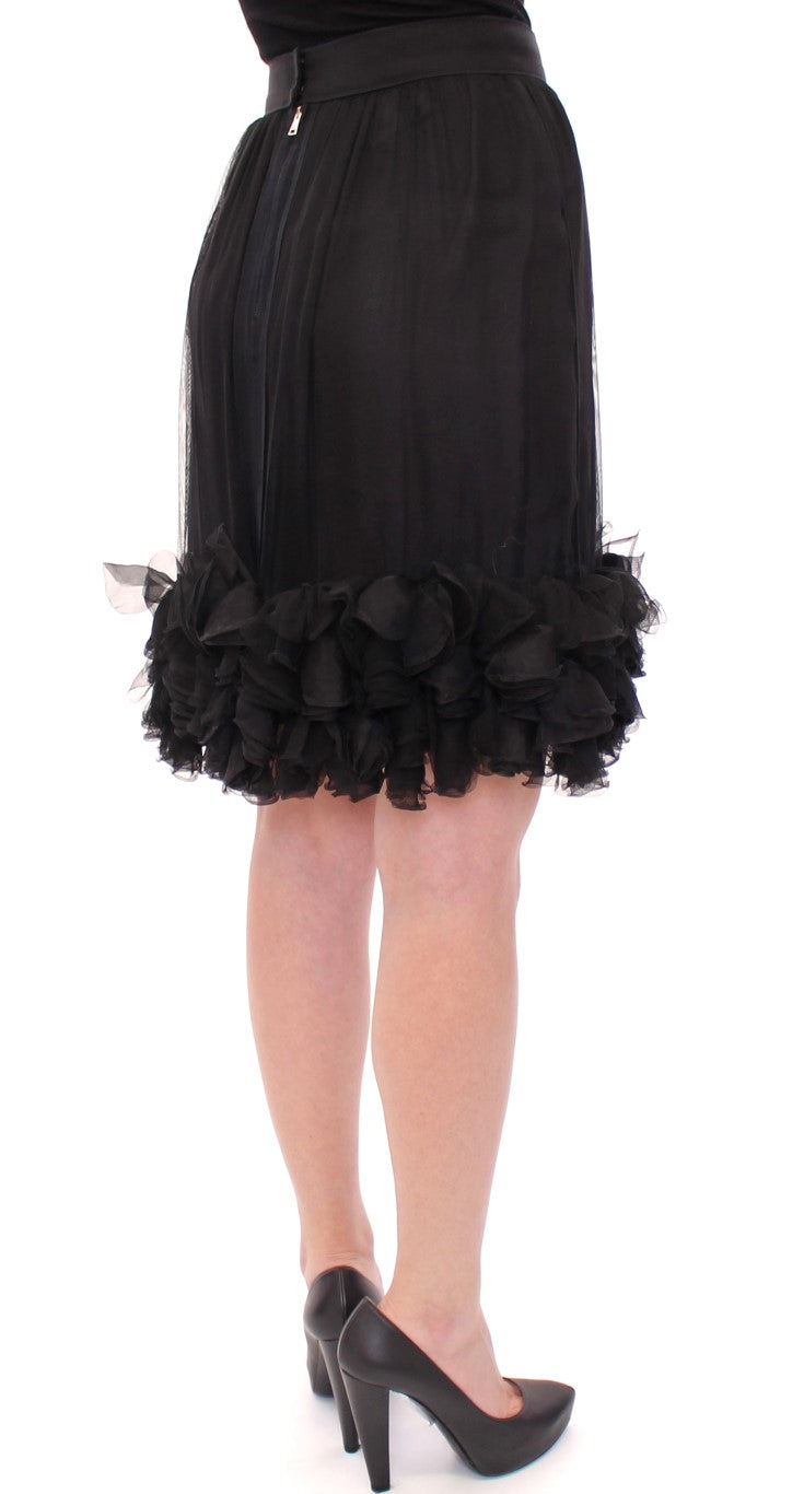 Dolce & Gabbana Black Silk Transparent Above Knees Skirt