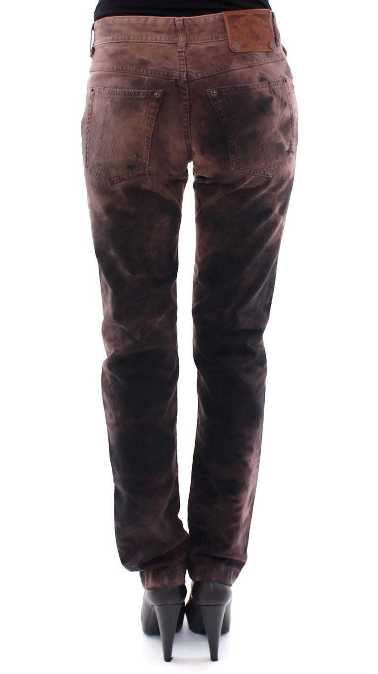 Dolce & Gabbana Brown Cotton Regular Fit STYLISH Jeans