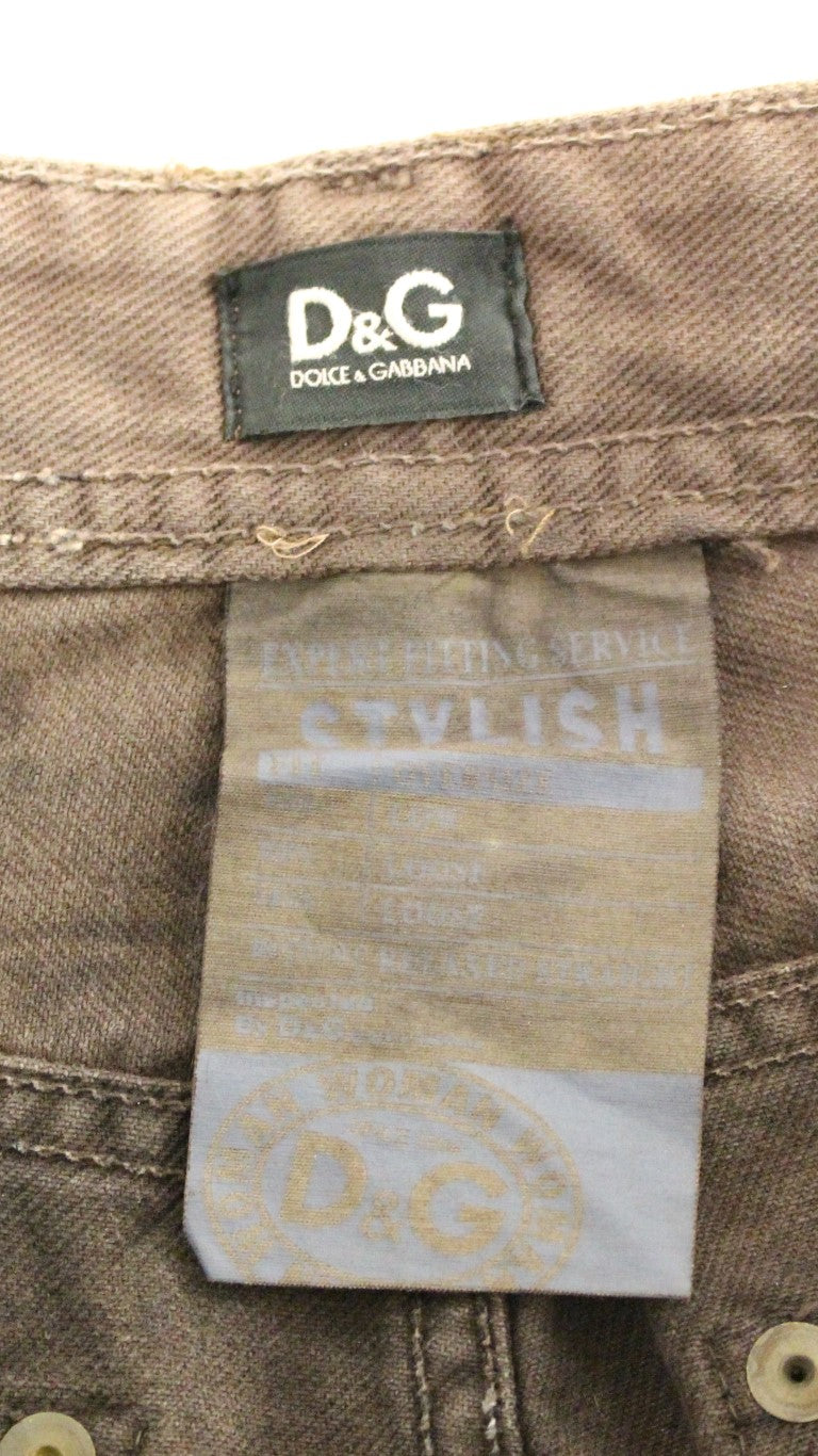 Dolce & Gabbana Brown Cotton Regular Fit STYLISH Jeans