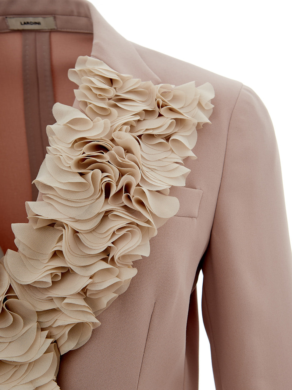 Lardini Light Pink Double Breast Ruffle Jacket