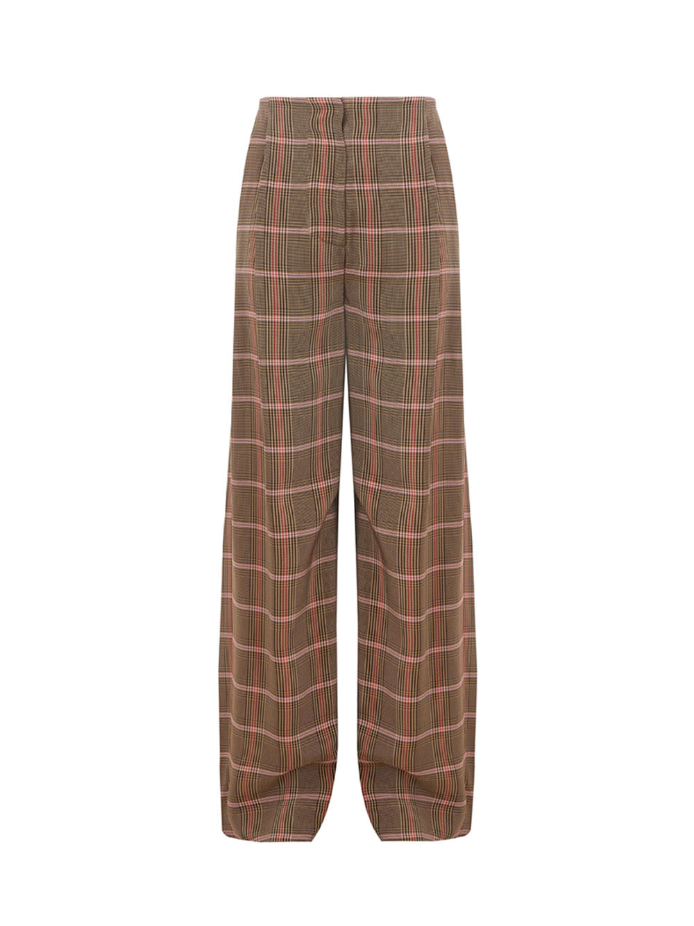 Lardini Micro Checked Viscose Palazzo Trousers