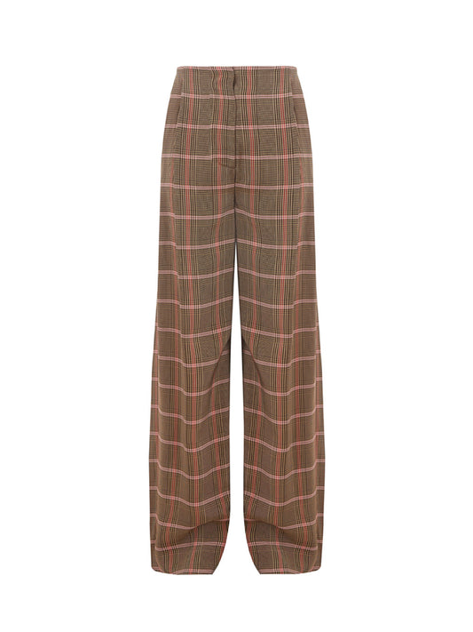 Lardini Micro Checked Viscose Palazzo Trousers