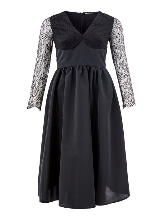 Lardini Black Long Dress with Lace details