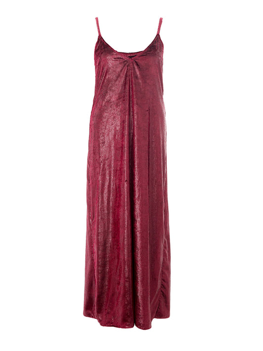 Lardini Bordeaux Straps Long Velvet Dress