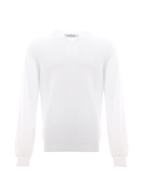 Gran Sasso White Cotton Jumper Knitwear