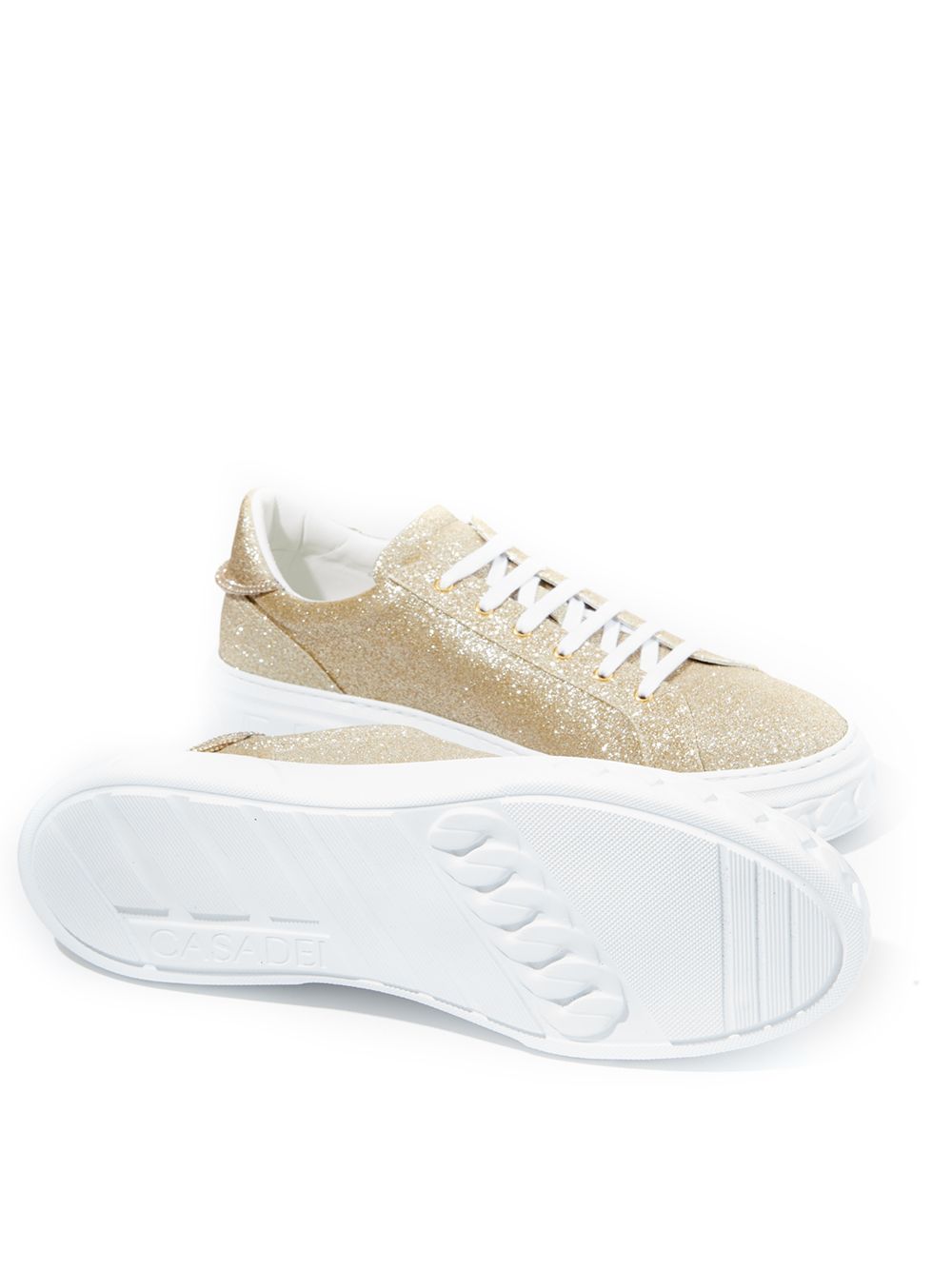 Casadei Gold Glitter 'Off Road' Sneaker