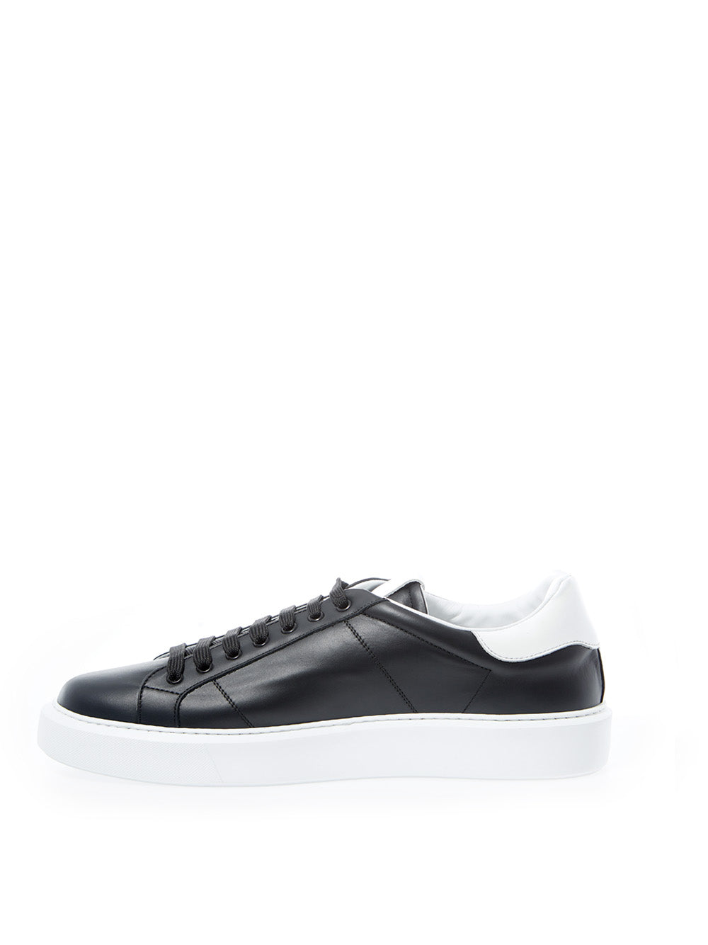 Roberto Cavalli Black Leather Sneakers with Silver Logo