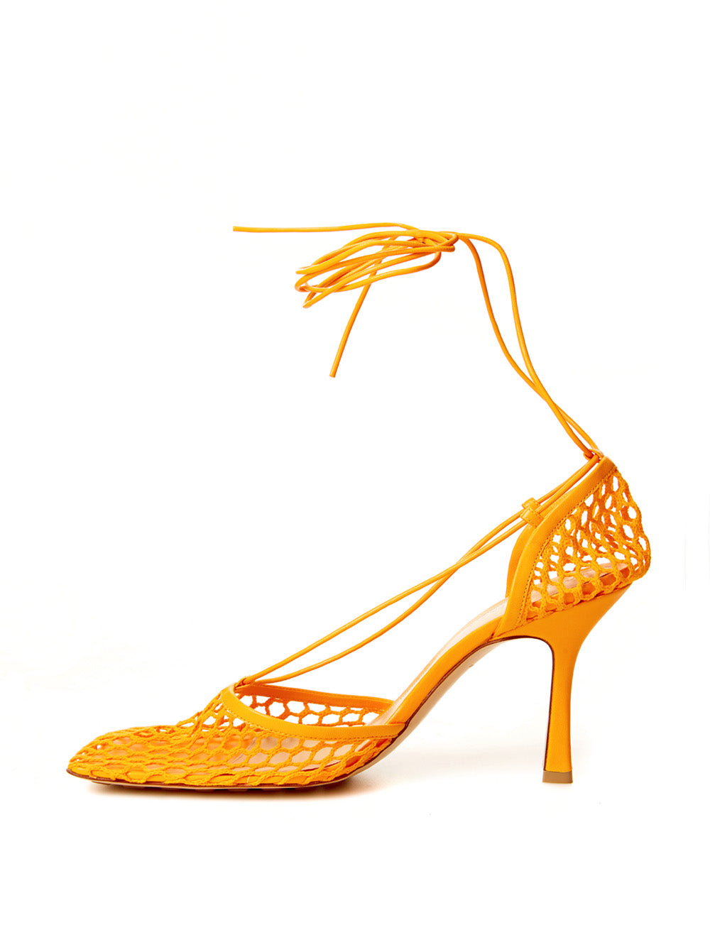 Bottega Veneta Orange Stretch Leather-trimmed Pumps