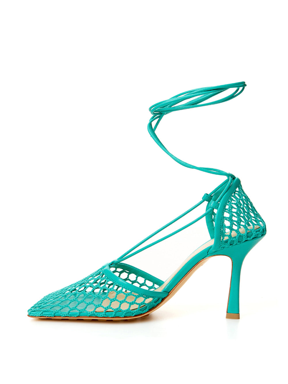 Bottega Veneta Green Stretch Leather-trimmed Pumps