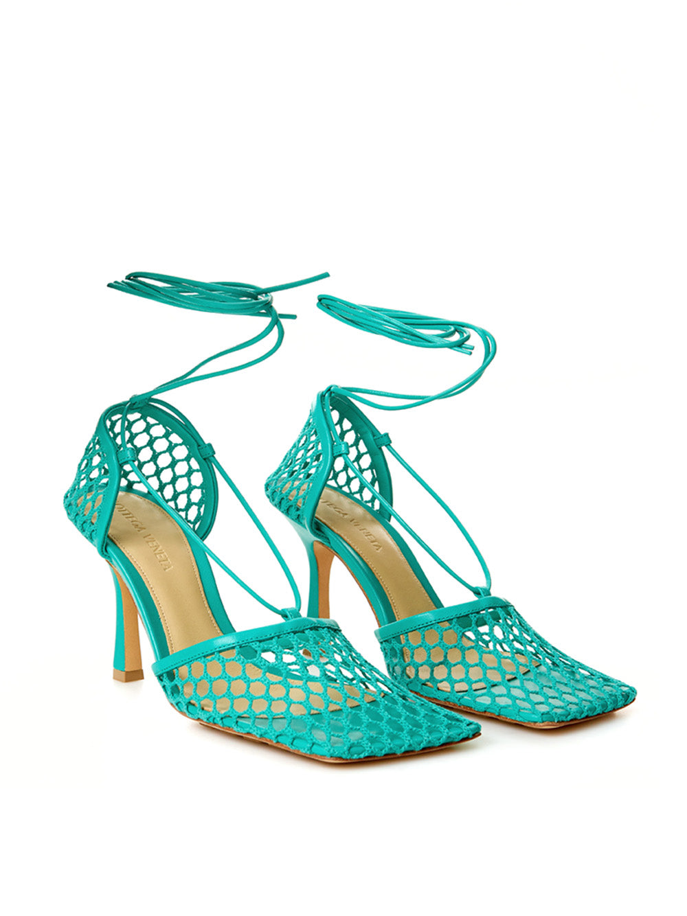 Bottega Veneta Green Stretch Leather-trimmed Pumps