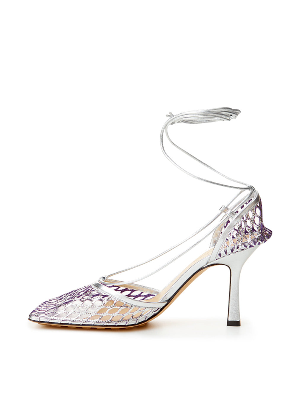 Bottega Veneta Silver Grey Stretch Leather-trimmed Pumps