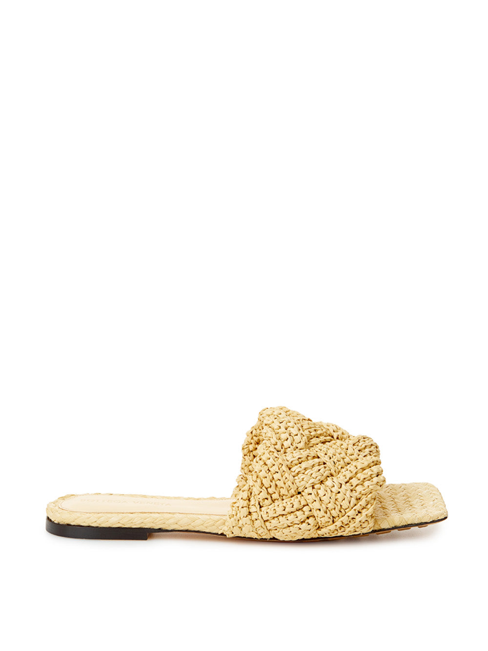 Bottega Veneta Beige Raffia Mule with Intreccio