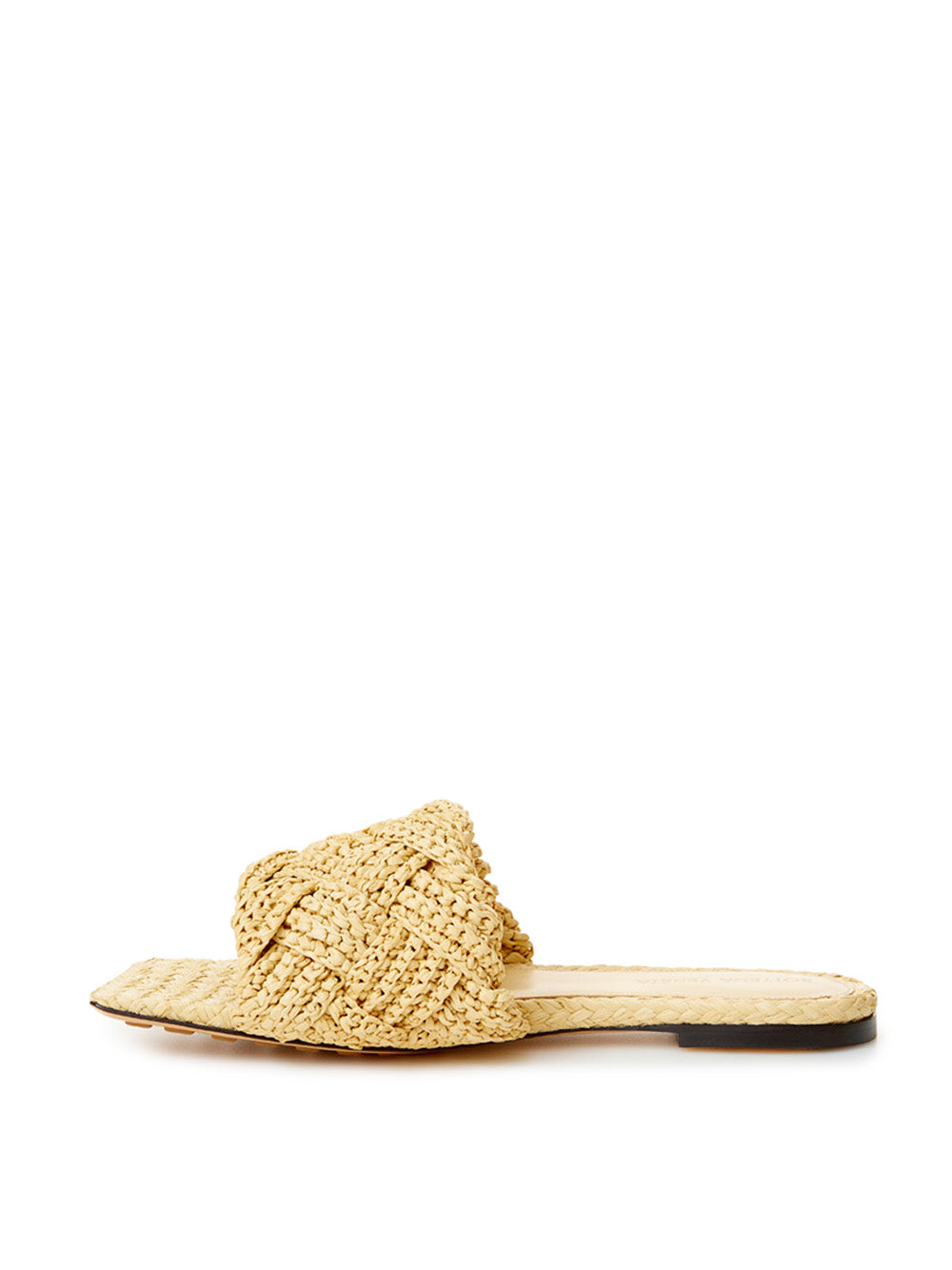 Bottega Veneta Beige Raffia Mule with Intreccio