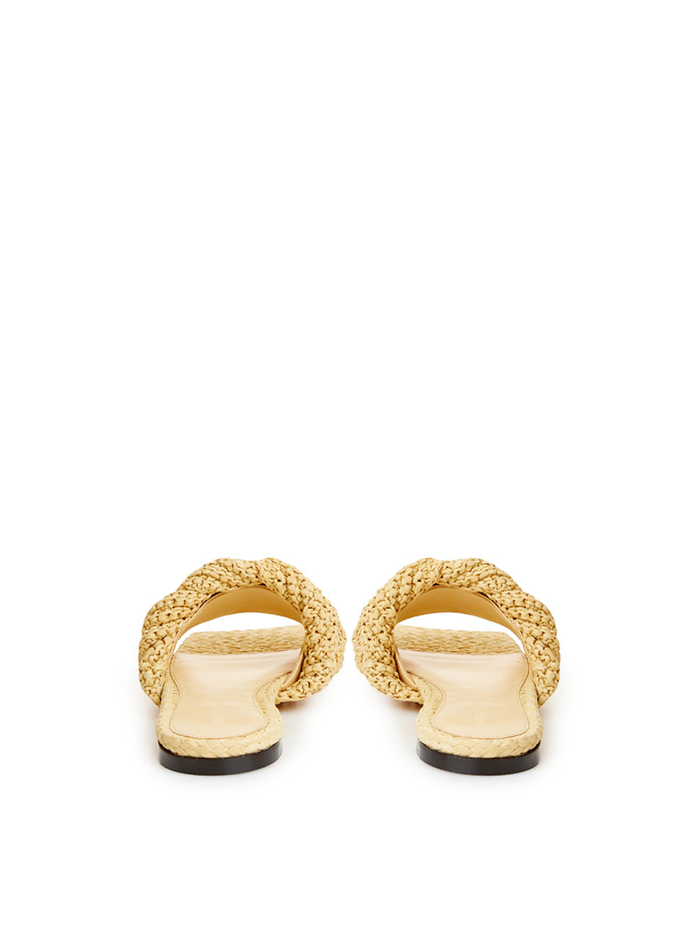 Bottega Veneta Beige Raffia Mule with Intreccio